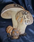 Vtg Retro 1972 Burwood Wall Panel Hanging  Mushrooms 18  X 12 