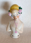 Antique 1920 s Porcelain Half Doll Pin Cushion Germany Art Deco Victorian 3 1 4 