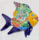 Vintage Talavera Tropical Angel Fish Hand Painted Terra Cotta Pottery Wall Decor