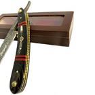 Black Damascus Steel Straight Razor Cut Throat Barber Salon Shaving Vintage Horn