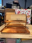 Vintage Chase Art Deco Folding Snack Tray Embossed Shiny Cooper- Stamped Signed