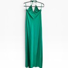 Vintage 70s Emerald Green Disco Studio 54 Halter Maxi Dress Open Back Glam Med