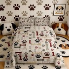 Homewish Dog Paw Print Comforter Set Twin Size 2pcs Duvet Set With Pillowcase