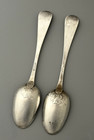 Pair American Coin Silver Spoons By John Gibbs Providence  Ri C1775