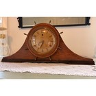 Vintage Telechron Ships Bell Wood Mantel Clock Nautical Ship Wheel