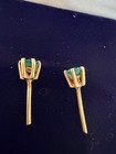 Natural Emerald Stud Earrings 14k Gold   Handmade Artisan Jewelry   Approx  5mm
