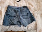 American Eagle Size 8 Stretch Denim Shorts Frayed Cutoff High Rise Blue Jean