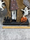 Happy Halloween Spooky Village 23 In H Metal Haunted House Nwt