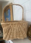 Vintage French Country Wicker Gathering  Basket Rectangle Small