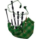 Scottish Great Highland Rosewood Bagpipe Silver Mounts With Irish Green Cover