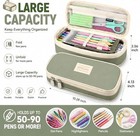 Puptily Large Pencil Case Green Big Capacity Zipper Pen Pouch School Organizer