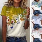 Womens Printing Ladies Blouse Tee Sleeve Short Summer Tops T-shirt Basic Casual