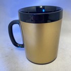 Vintage West Bend Thermo Serv Coffee Cup Mid Century Black   Gold Mcm Mug