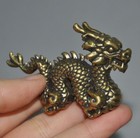 2 4  Old Chinese Bronze Gilt Fengshui Wealth Zodiac Animal Dragon Statue