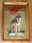 Vintage 1991 Miller High Life Timber Wolf-michigan Beer Mirror 22 5  X 15 5 