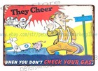 Wwii Air Pilot Safety They Cheer-don t Check Your Gas Metal Tin Sign