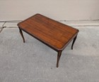 Vintage 1940s Mahogany Coffee Table Carved Leaf Beveled Edge Colonial Federal K8