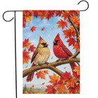 Fall Garden Flag - Cardinal Garden Flag - Fall Flags 12x18 Double Sided Burlap -