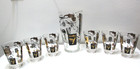 Vintage Glass Barware Cocktail Set Pitcher Swizzle Stir Stick Tumblers Mechanic