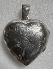 Vintage 925 Sterling Silver Engraved Heart Locket Pendant  10 6 Grams