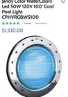 Jandy Watercolors Rgbw Led Light 100ft 12v Inground Pool Light Cplvrgbws100
