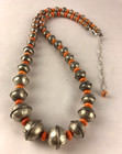 Spiny Oyster Navajo Pearls Bench Bead Sterling Silver Necklace 21  95407