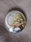 Glass Dome Pic Button - Alice In Wonderland - Alice   Pink Flamingo  30mm