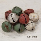 12 Pcs Rusty Jingle Bells Red  Green  Antique White 1 5  Primitive Christmas