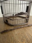 Vintage Asian Carved Bamboo Hanging Bird Cage Dragon Perch