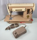 Vintage Singer 301a Slant-needle Heavy Duty Sewing Machine Beige W pedal - Works