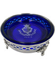 Vintage Ritz Paris Hotel Cobalt Blue Glass Dish In Silver Stand