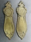 2 Antique Victorian Era Brass Door Push Plates Beautiful Pair Vtg Plates      Wow