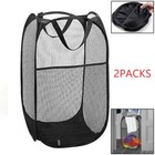 2 Packs Collapsible Pop Up Laundry Bag Foldable Hamper Large Mesh Clothes Basket