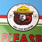 Vintage Forest Service Sign - Smokey Bear Please Prevent Gas Porcelain Sign