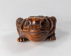 Antique Style Vintage Japanese Carved Boxwood Netsuke Frog Signed