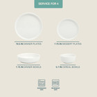 Plates And Bowls Sets - Dinnerware Set For 4  16-piece White Dishes     Ceramic Di