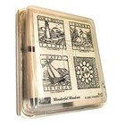 Stampin Up Wonderful Woodcuts Rubber Stamps Fathers Day Thank You Set Vintage