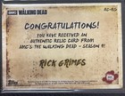 2018 Topps The Walking Dead Season 8 Rick Grimes Relic Card Rc-rg