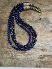 Native American Sterling Silver Multistrand Lapis Necklace 18 Inch