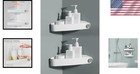Shower Caddy Corner Shelf  2 Pack  White Plastic  Wall Mount Storage