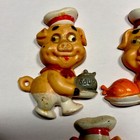 Vtg Lot 3 Pig Chef Piggy Refrigerator Magnets Plastic Googly Eyes