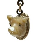 Victorian Gold Gf Mother Of Pearl Pig Boar   s Head Watch Fob Wax Seal Pendant