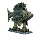 Steampunk Mechanical Angler Fish Deep Sea Ocean Sculpture - Shelf Or In Aquarium
