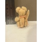 Vintage Miniature Handmade Teddy Bear Felt Plush Doll White Apron - 3 Inch