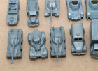 Vintage Mpc Blue Plastic Military Vehicles Lot Of 12 Ussr Us French Gb Vehicles