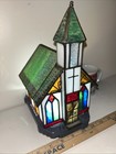 Stained Glass Church Lamp Night Light 8x6x5 Inches Vintage