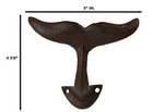 Set Of 2 Cast Iron Nautical Baleen Blue Whale Tail Wall Coat Hooks Rust Bronze