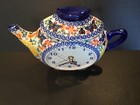 Boleslawiec Unikat Polish Pottery Wall Teapot Clock Excellent 
