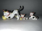 Vintage Mother Cat With Yellow Ball   2 Kittens Small Figurines