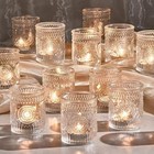 30 Pack Glass Votive Candle Holders  Vintage Candle Holder Bulk  Tealight Clear